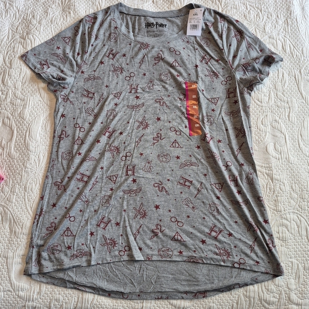 Harry Potter women's XXL gray multi design short sleeve shirt NEW
